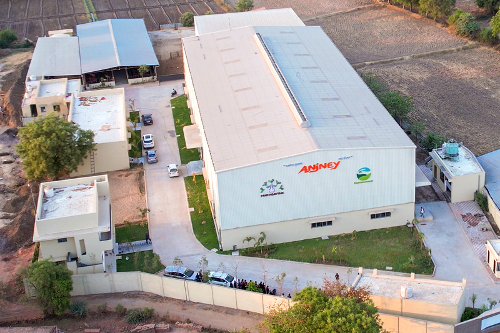 Aerial view of the Anjney pipe plant and warehouse